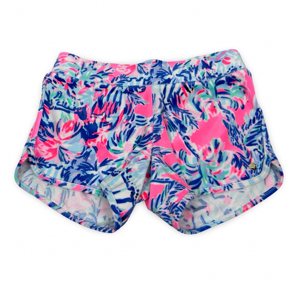 Lilly Pulitzer Robyn Velour Shorts Women Pink Blue Floral White Lounge Soft